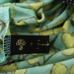 franche lippée ノースリーブワンピース ロング チェリープリント ドット 総柄 M 水色 黄色 ライトブルー イエロー