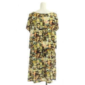 franche lippée black カットソーワンピース 半袖 ミモレ ロング アニマルプリント 総柄 M マルチカラー