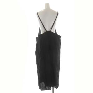 fog linen work フォグリネンワーク リネン サロペットワンピース ジャンパースカート ロング ミモレ丈 黒 ブラック