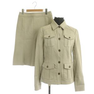 セットアップ上下 デニム ジャケット Gジャン ロングスカート ストレッチ ラメ 36 グレージュ