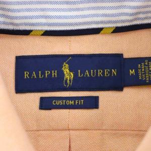 RALPH LAUREN ホース刺繍BD長袖シャツ ボタンダウン 前開き M オレンジ