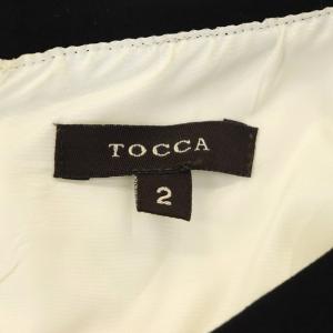 TOCCA ノースリーブワンピース  ロング丈 ミモレ丈 襟付き リボン バイカラー 2 M 黒 ブラック アイボリー