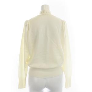 ESTNATION ボウタイ付きニットプルオーバー カットソー 長袖 パフスリーブ ウール 38 オフホワイト