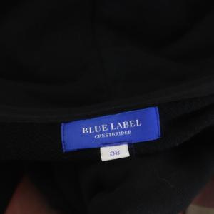 BLUE LABEL CRESTBRIDGE チェック ワンピース ロング 長袖 切替 プリーツ フード 38 黒 マルチカラー