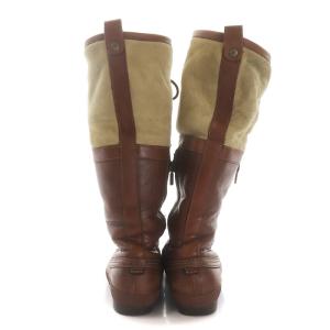 UGG australia Belcloud 14 ムートンブーツ ロング スエード レザー 切替 レースアップ US7 24.0cm 茶 ブラウン 1900