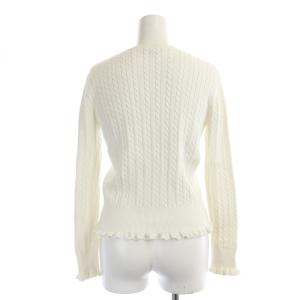 RALPH LAUREN ケーブル編み ニットカーディガン ロゴ刺繍 フリル 長袖 150 白 ホワイト