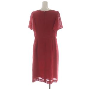 M'S GRACY 半袖リボンワンピース ひざ丈 リネン混 40 赤 レッド