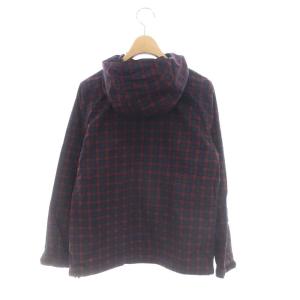 THE NORTH FACE ジップアップ コンパクトジャケット チェック フード付き ロゴ M 紺 ネイビー 赤 レッド