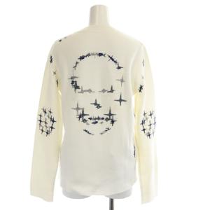 lucien pellat finet スカル刺繍 ニット カットソー 長袖 カシミヤ混 M 白 グレー 紺