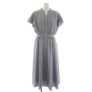 22SS ドビーストライプラッフルワンピース 38 ラベンダー