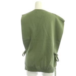 nagonstans 21AW コットン アシンメトリー ニットベスト プルオーバー サイドリボン M 緑 グリーン