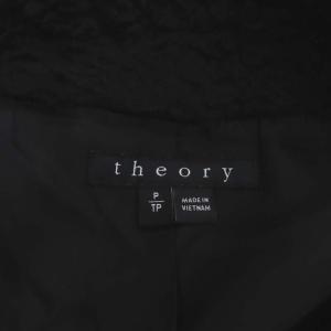 Theory フェイクファースタンドカラーロングジレ ベスト 前開き P 黒 ブラック