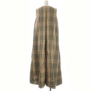 Drawer ポリエステルチェックオールインワン ロングパンツ 36 ベージュ系