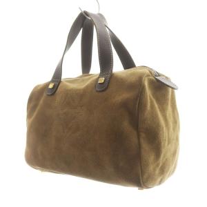LOEWE アナグラム ハンドバッグ ミニボストンバッグ スエード レザー ロゴ チャーム 茶 ブラウン