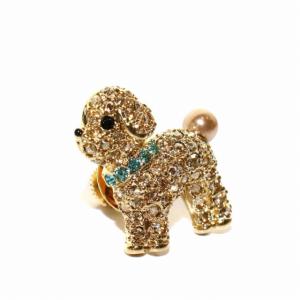 VENDOME AOYAMA ヴァンドームブティック ドッグモチーフ ピンバッジ ブローチ ラインストーン パール ゴールド アクセサリー