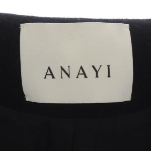 ANAYI ラムウールダブルビーバー コート  ノーカラーコート アウター ロング 38 黒 ブラック