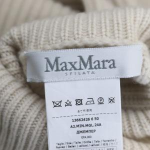 Max Mara サイドジップウールタートルネックニット セーター 長袖 カシミヤ混 XS ライトベージュ