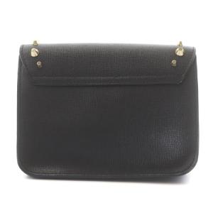 FURLA メトロポリス ショルダーバッグ レザー スタッズ チェーン ロゴ 黒 ブラック