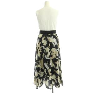 Diagram GRACE CONTINENTAL 22SS ペイントプリントワンピース ノースリーブ ロング ニット 切替 ペチコート付き 36 白 黒 マルチカラー