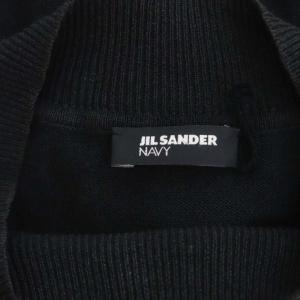 JIL SANDER ネイビー NAVY ニット切替ワンピース ロング マキシ フレンチスリーブ シアー S 黒 ブラック ダークグレー