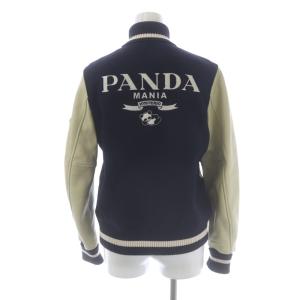 HYSTERIC GLAMOUR PANDA MANIA スタジャン ジャケット 長袖 レザースリーブ ウール S 紺 ネイビー