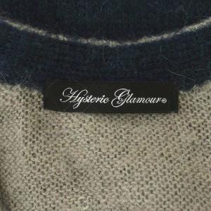 HYSTERIC GLAMOUR 音符 ニットカーディガン 長袖 モヘヤ混 F グレー 紺 黒