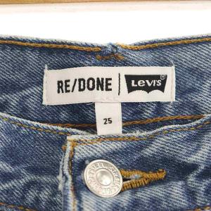 Levi's RE/DONE PLAGE取り扱い ダメージ加工カットオフデニムパンツ ボタンフライ 25 ブルー