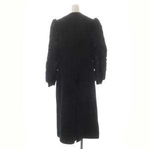 BORDERS at BALCONY 22AW ミックス&マッチウールコート ノーカラー 袖切替 ロング アウター 38 ブラック