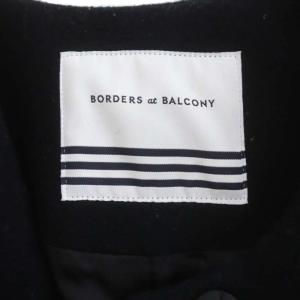 BORDERS at BALCONY 22AW ミックス&マッチウールコート ノーカラー 袖切替 ロング アウター 38 ブラック