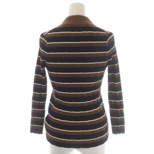 Theory 21SS HUDSON COTTON DEEP V CARDI ボーダー カーディガン 長袖 ニット S 茶 黒 白