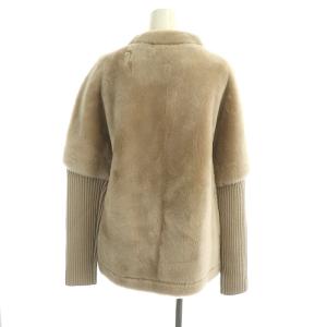 Theory ニット 切替 ムートンジャケット アウター シープスキン ノーカラー S ベージュ
