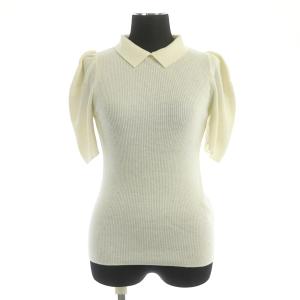 22AW 衿付きウールニットプルオーバー カットソー 半袖 リブ 36 アイボリー