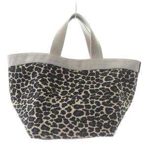 Hervé Chapelier パンサー 舟型トートM ハンドバッグ ナイロン レオパード ラメ グレー 707FP