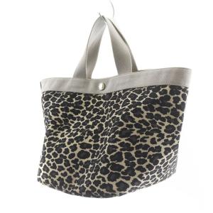 Hervé Chapelier パンサー 舟型トートM ハンドバッグ ナイロン レオパード ラメ グレー 707FP