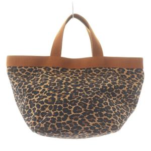 Hervé Chapelier 舟型トートM ナイロン ヒョウ柄 ブラウン