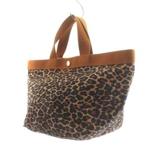 Hervé Chapelier 舟型トートM ナイロン ヒョウ柄 ブラウン