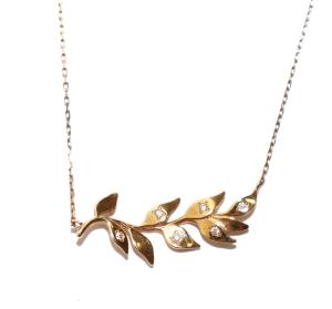VENDOME AOYAMA ネックレス リーフモチーフ K10 ラインストーン ペンダント イエローゴールド アクセサリー ジュエリー
