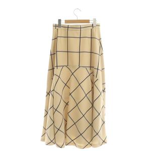 ADORE 22AW ジャガードビッグウィンドーペンスカート フレア ロング 38 ベージュ