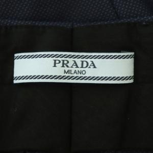 PRADA タックウールスラックスパンツ テーパード ジッパーフライ 36 紺 ネイビー
