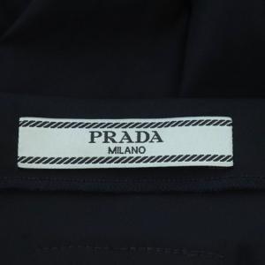 PRADA プルオーバートップス カットソー Tシャツ 長袖 無地 コットン混 38 紺 ネイビー