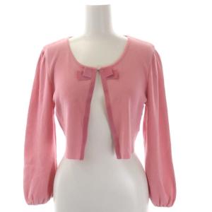 ショート丈カーディガン ニット 長袖 リボン 38 ピンク