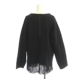 ADORE フリンジニット セーター クルーネック 長袖 ウール 38 M 黒 ブラック