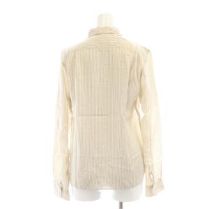MARGARET HOWELL シルク ストライプ ブラウス シャツ ボタンダウン 長袖 1 ベージュ グレージュ