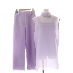 22SS SHEER CARDBOARD SET UP セットアップ 上下 チュニック ノースリーブ パンツ ストレート インナー付き