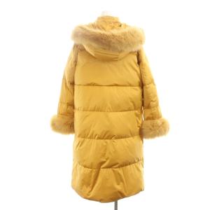 GRACE CONTINENTAL ダッフルダウンコート ミドル丈 フード フォックスファー 牛革 38 M 黄 イエロー
