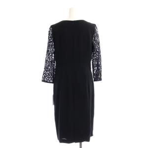 Diagram GRACE CONTINENTAL ドレープレースワンピース 七分袖 ひざ丈 38 黒 ブラック