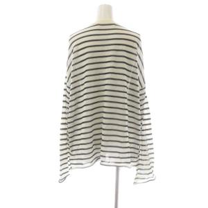 L'Appartement 22AW Border Sheer Knit ニット カットソー ボーダー 長袖 白 黒 ホワイト ブラック
