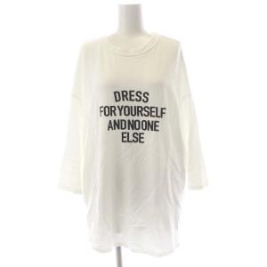 アパルトモン L'Appartement クルーネック七分袖ニットカットソー Tシャツ ロゴ フロッキー 白 黒 ホワイト