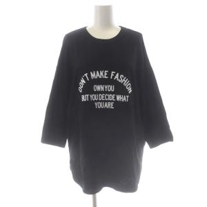 アパルトモン L'Appartement 七分袖プリントクルーネックニットカットソー Tシャツ フロッキー 黒 白 ブラック