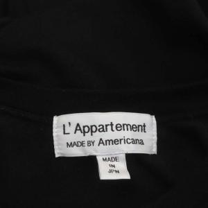 AMERICANA アパルトモン L'Appartement 七分袖プリントクルーネックニットカットソー Tシャツ フロッキー 黒 白 ブラック